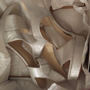 Nine West Shimmering Silver Heels